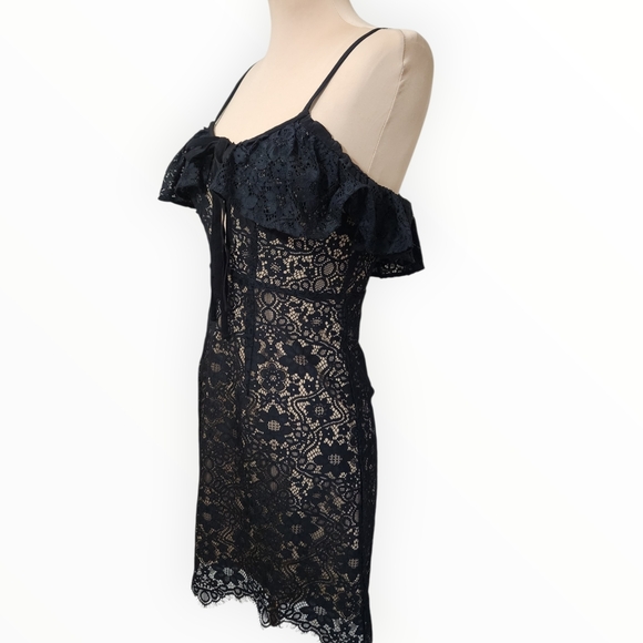FOR LOVE & LEMONS "Rosemary" Cold Shoulder Lace Mini Dress - Size S - Picture 7 of 14